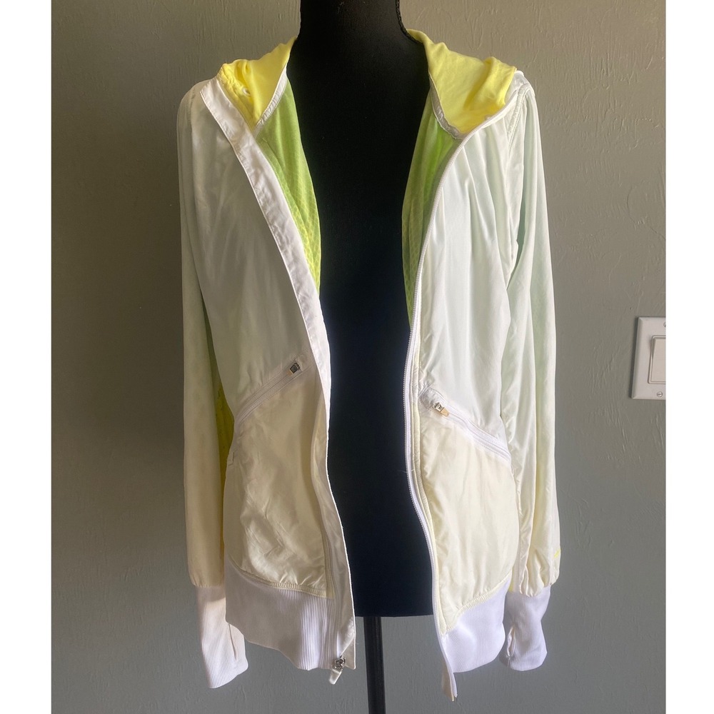 Nike Womens Ripstop Windbreaker Jacket Mint Green Neon Yellow Full Zip Hooded S